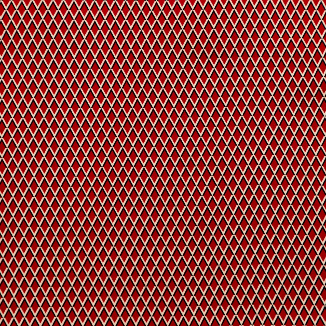 1 Yard Red Beige Geometric Stretch Cotton Print Fabric Medium Weight Durable